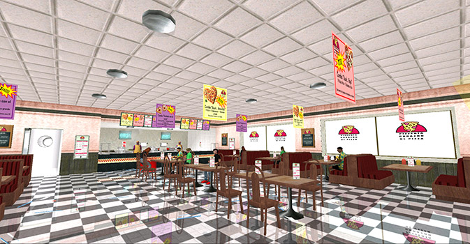 El interior de la Pizzería Corazón de Pizza