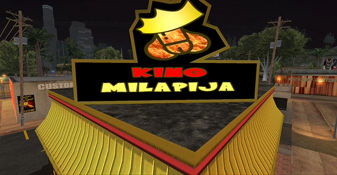 El cartel con el logo de King Milapija
