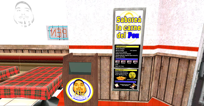 Tacho de basura y menú en el McPouNes