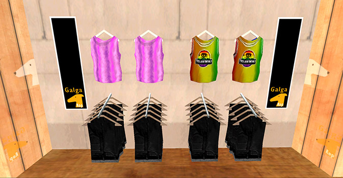 Algo de ropa en exhibición en Galga Rop