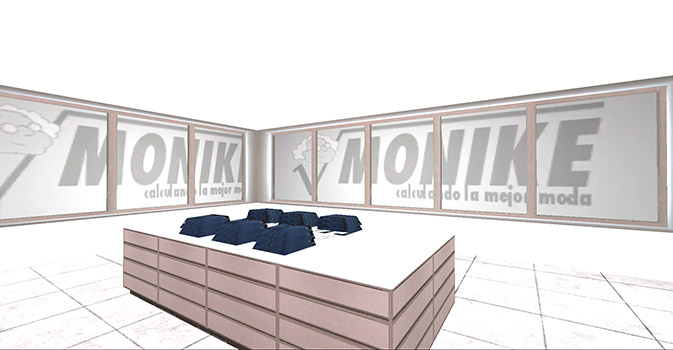 El piso de arriba con ropa en exhibición en MoNike