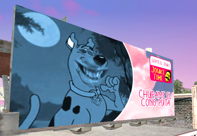 captura de un cartel de Jouki Time con scooby doo