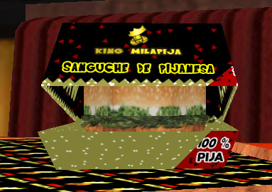 captura del cartel de la milaverga con pajas fritas, se ve una milanesa en forma de pija con 
                                papas fritas, a precio $1.99