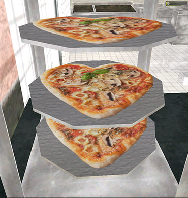 captura de las pizzas de la pizzería con forma de corazón