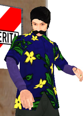 captura de Coffe probándose la Camisa Floreada