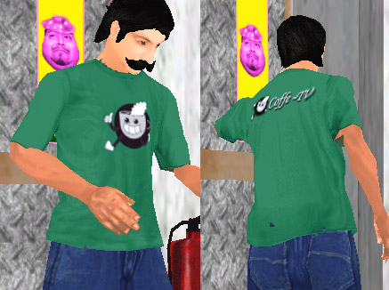 captura de Coffe probándose la remera del logo de coffetv verde