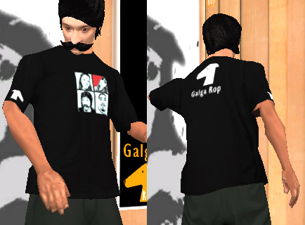 captura de Coffe probándose la remera galga rop de okupas