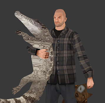 foto del modelo 3D de Ale Escuchando con fondo gris