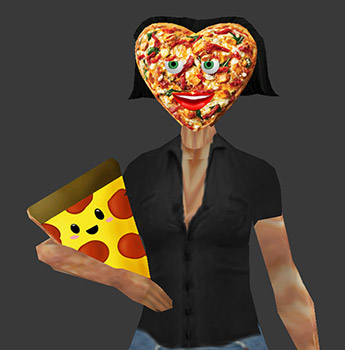 foto del modelo 3D de Corazón de Pizza con fondo gris