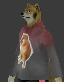 foto del modelo 3D de Dogi The Dog con fondo gris