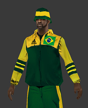 foto del modelo 3D de hincha brasil con fondo gris