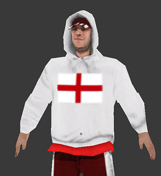 foto del modelo 3D de Hincha Inglaterra 1 con fondo gris