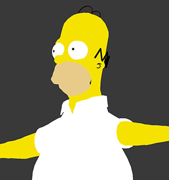 foto del modelo 3D de Homero Simpson con fondo gris