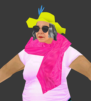 foto del modelo 3D de Monique con fondo gris