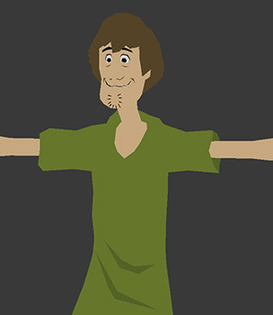 foto del modelo 3D de Shaggy con fondo gris