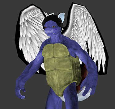 foto del modelo 3D de Vuelo de Tortuga con fondo gris