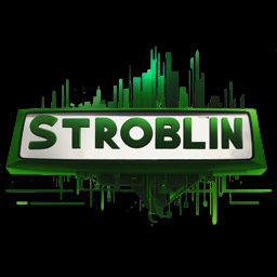 logo de la radio stroblin, es un logo con las letras de la radio en color verde, en un recuadro amarillo y alrededor del recuadro 
                            salen muchas líneas de color verde